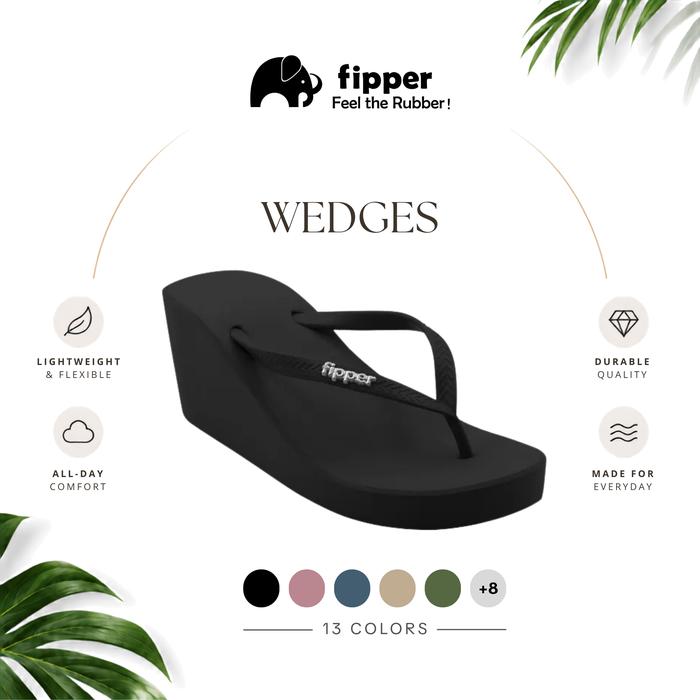 [FIPPER WEDGES] Sandal Jepit Hak Tinggi Wanita High Heels Anti Slip Ringan Nyaman Original