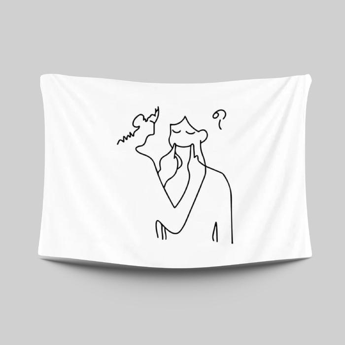 SINGLE LINE ART - Permadani Dinding | Wall Hanging Fabric | Background Kain Aesthetic Room Decor