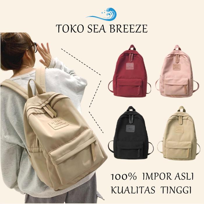 Ready COD Tas Ransel Backpack Sekolah Polos Wanita Korean Baby Bag Baru Tas eiger Anak sma remaja Wa