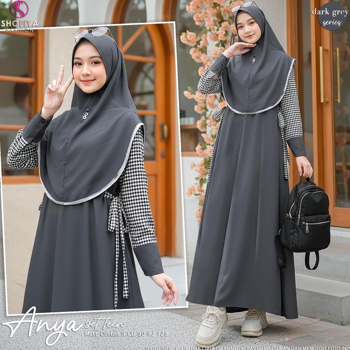 4zima Anya Set Teen Free Hijab LD 90 by Shofiya 9-12 Tahun Polos Mix Square
