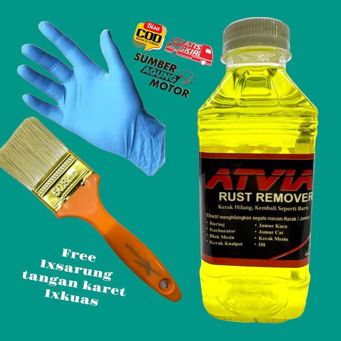 RUST REMOVER CAIRAN PEMBERSIH KARAT PEMBERSIH PENGHILANG KERAK JAMUR KACA BLOK MESIN 250 ML ATVIA