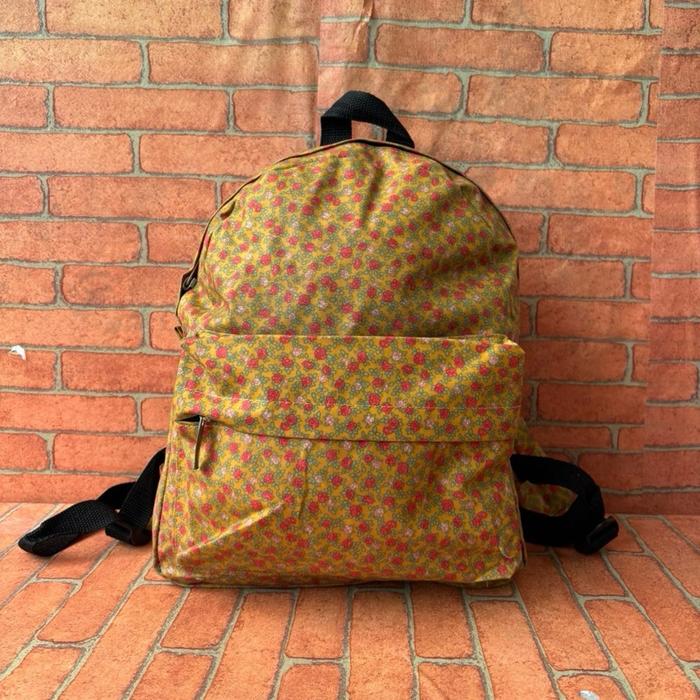 Tas Ransel Wanita Motif Bunga Warna Kuning dan Merah dengan Desain Unik dan Praktis waterproff Secon
