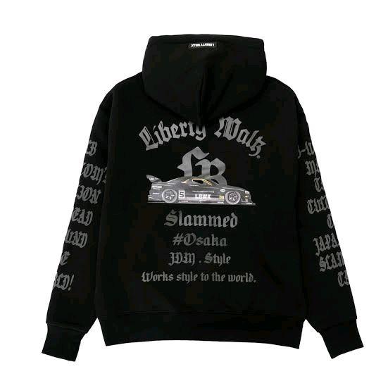 Liberty Walk Osaka LB Silhouette Works Nissan ER34 Black #5 Slammed JDM Style Black Hoodie Size XL