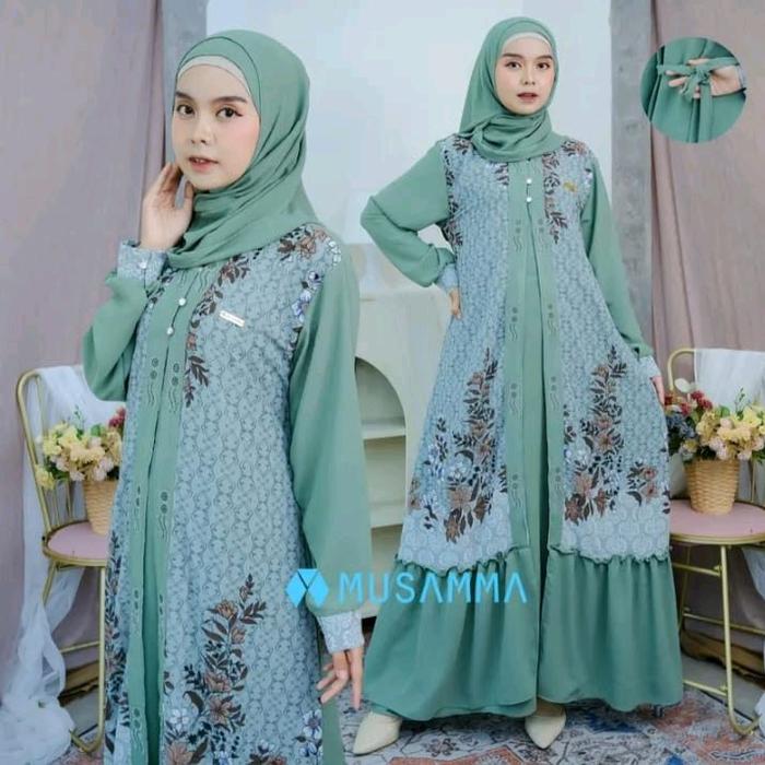 Gamis Musamma Bunga Cringkle Premium