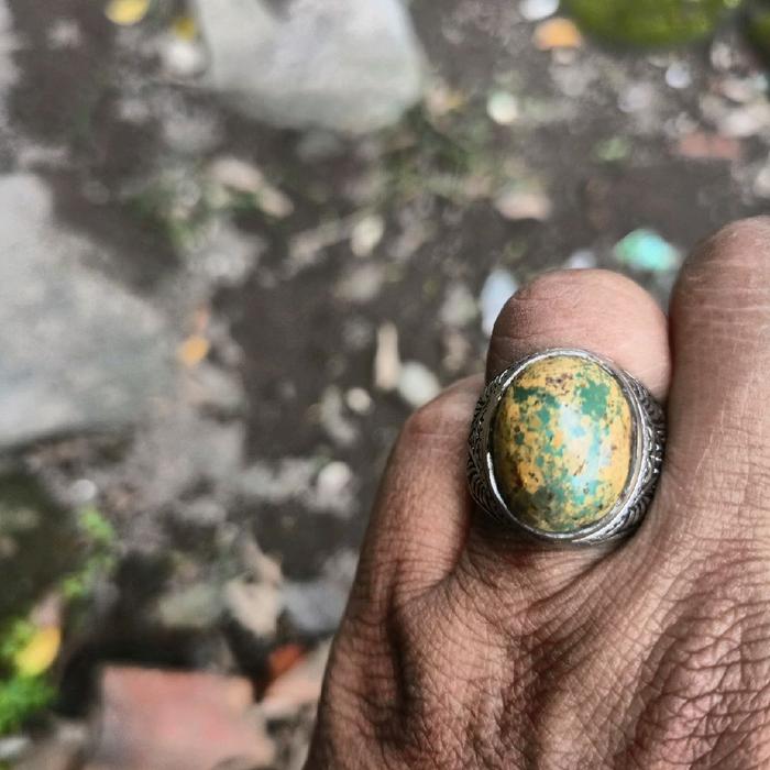 Batu pirus persi asli batu natural size jari 7 rings alpaka super akik