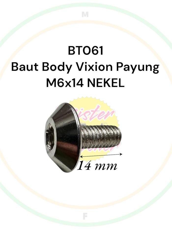20PCS Baut L Cover Body Vixion M6x14 NEKEL 6X14 Payung Kunci L5 Xride X Ride 6mm Baut Bodi Motor