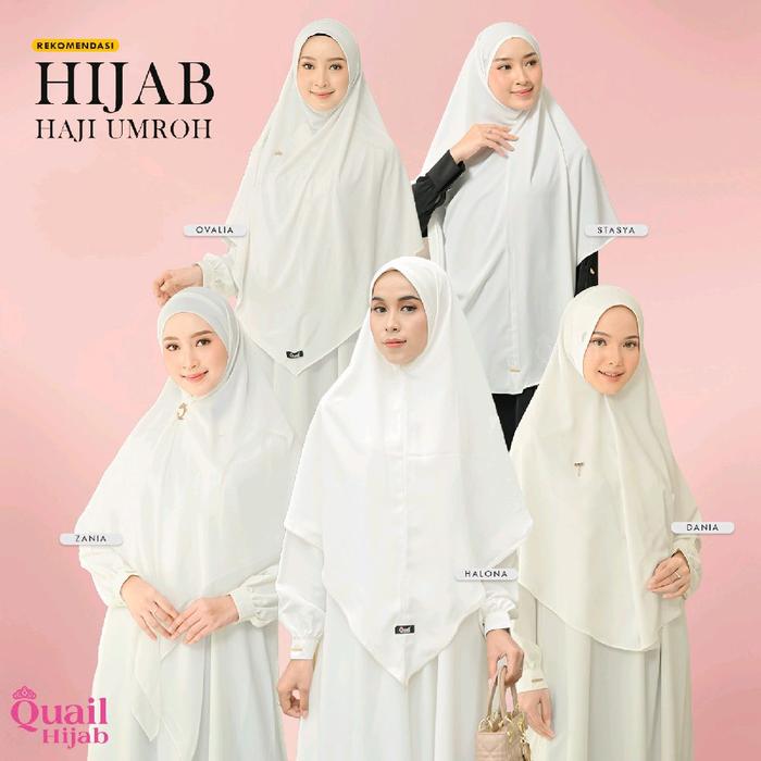Jilbab Khimar untuk Haji / Umroh ori Quail Hijab Warna Putih / Broken white / Putih tulang