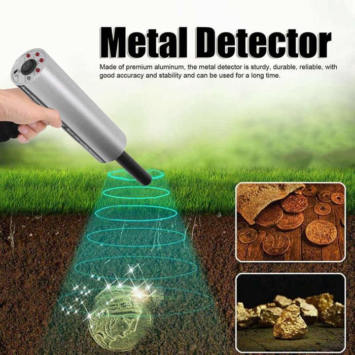 Metal Detector Aluminum Silver 14m Depth 800m Range Handheld