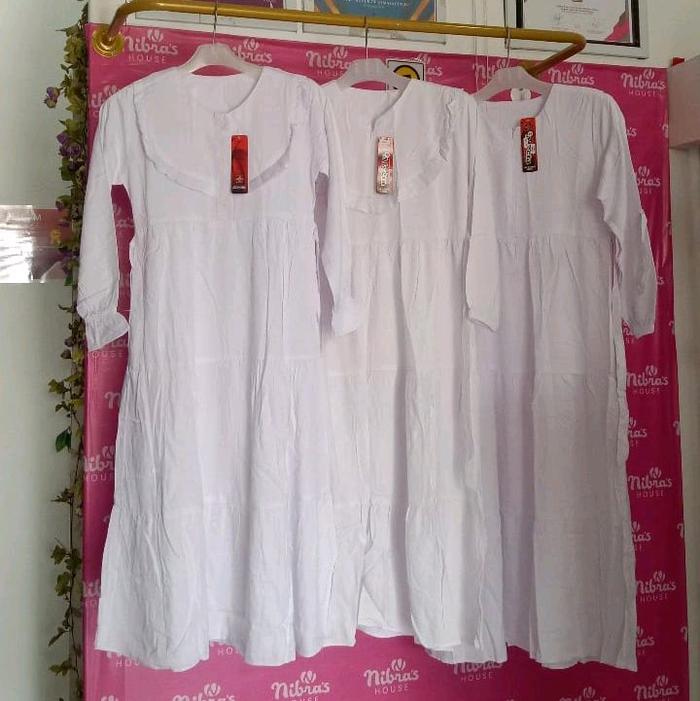 Gamis anak warna Putih Polos Rayon