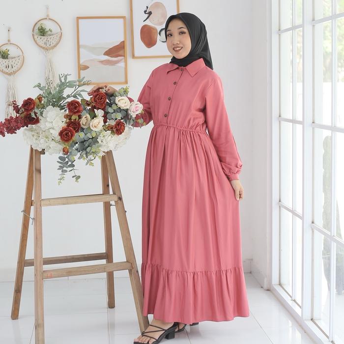 [LD 100 110 120] Gamis Nagita Gamis Kancing Gamis kerut Longdress Bahan Rayon Twill Gamis Lebaran Ga