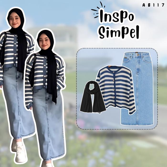 Mohan Strore  3 In 1 Set AB117 - Setelan Wanita Kekinian Ootd Ngampus Simpel One Set Import Bangkok 