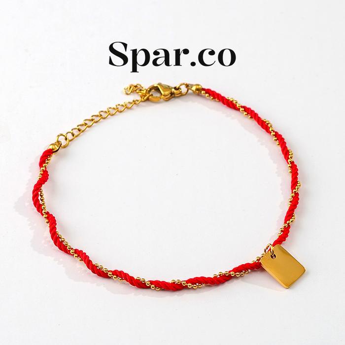 Spar.co Combination Custom Laser Bracelet - Gelang Kombinasi Tali Merah Rantai Emas Titanium Model B
