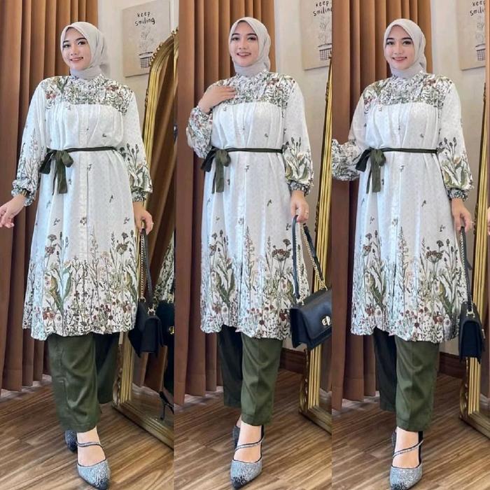 Setelan Tunik Az Zahra Rayon Super Premium-Muslim wanita Nyaman