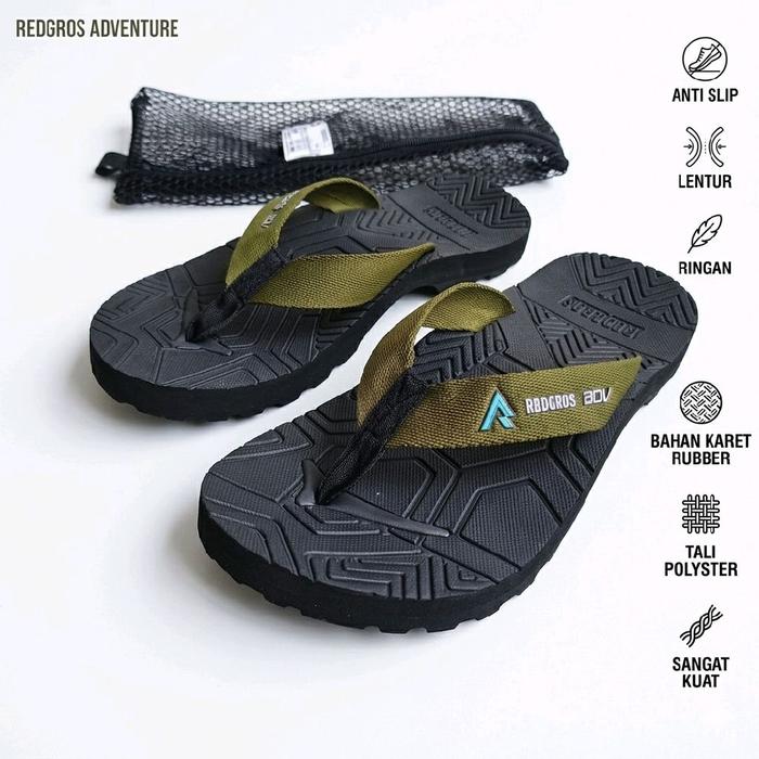 REDGROS Sandal Jepit Gunung Original Pria Sendal Webbing Polyester 25mm Bantalan Empuk Fleksibel Ext