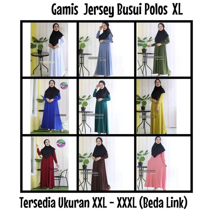 Diandra - Gamis Dress Jersey Polos Jumbo Xl Warna Putih Bersih Hitam Hijau Botol Army Turkish Turkis