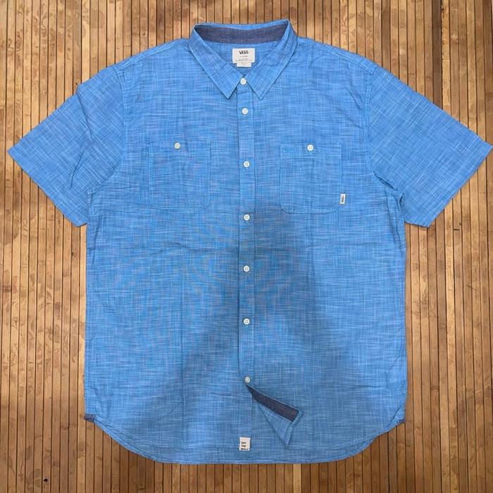 VANS SKATEBOARDING DOUBLE POCKET BLUE MISTY SHORT SLEEVE SHIRT nike sb dickies 874