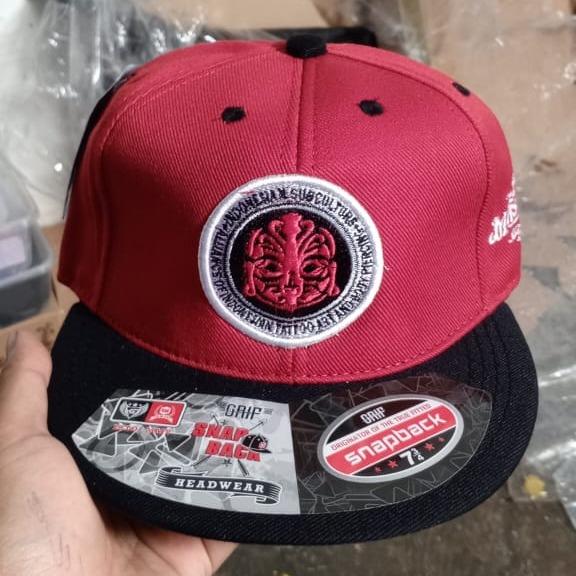 [ID.011] (S1) - Topi Snapback MERAH Distro Bordir Tebal You&me Official Masberto Circle Original bra