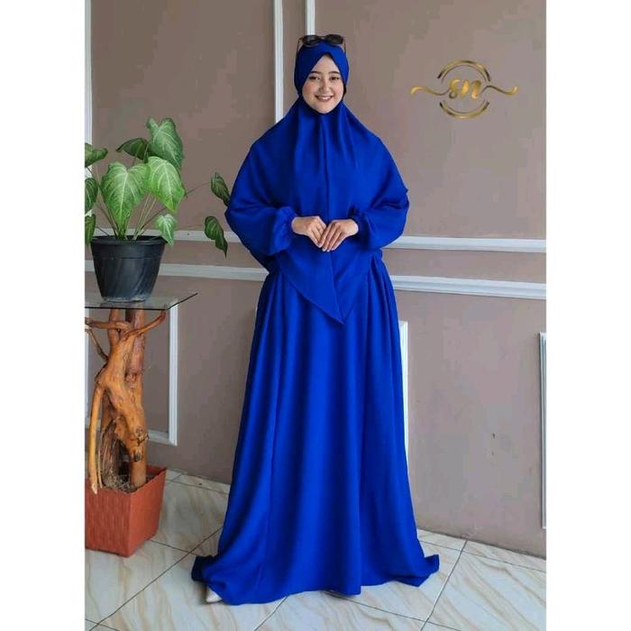 Safirah 3 - (Free Hijab) Baju Gamis Wanita Syari Crinkel airflow Polos Jumbo Set Hijab L XL XXL warn
