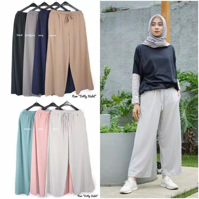 Celana Kulot Daily Celia Premium Lemon Skin Kulot Murah Jumbo Fashion Bawahan Muslim Hijab Terbaru