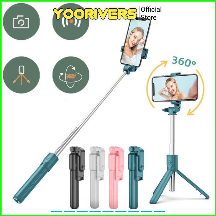 Tongsis Bluetooth R1 tripod selfie wireless R1 tripod tongsis remot bluetooth wireless selfie stick 