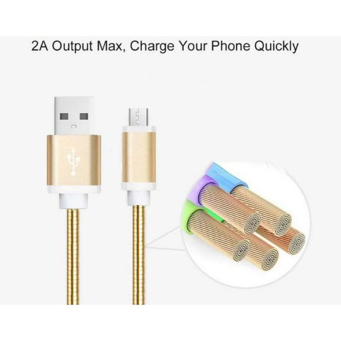 Kabel Data Zbox Stainless Micro Type C Fast Charging metal Perlindung TypeC Kabel Besi