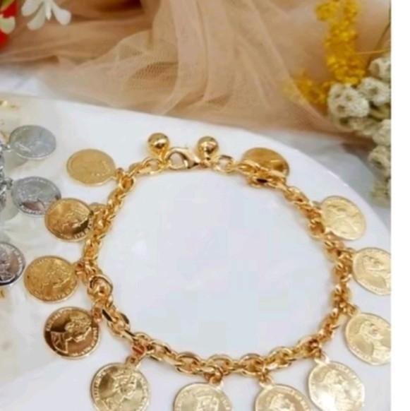 gelang tangan ronce rantai koin arabia