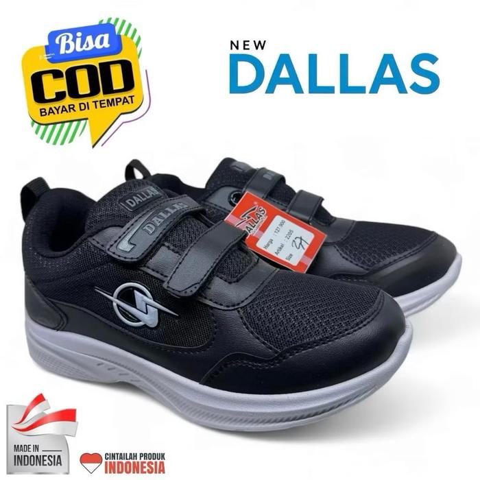 Sepatu Dallas DL Champion Mascot 3307 Ukuran 34 35 36 37 Perekat Hitam Putih Original
