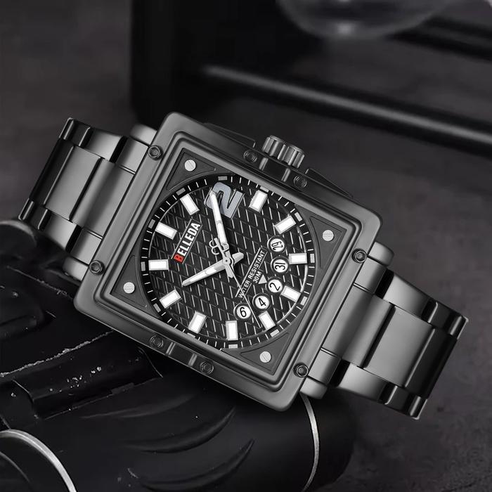 DISKON JAM TANGAN BELLEDA 9085 RANTAI JAM TANGAN ANALOG SEGI  TANGGAL PRIA WANITA Watches
