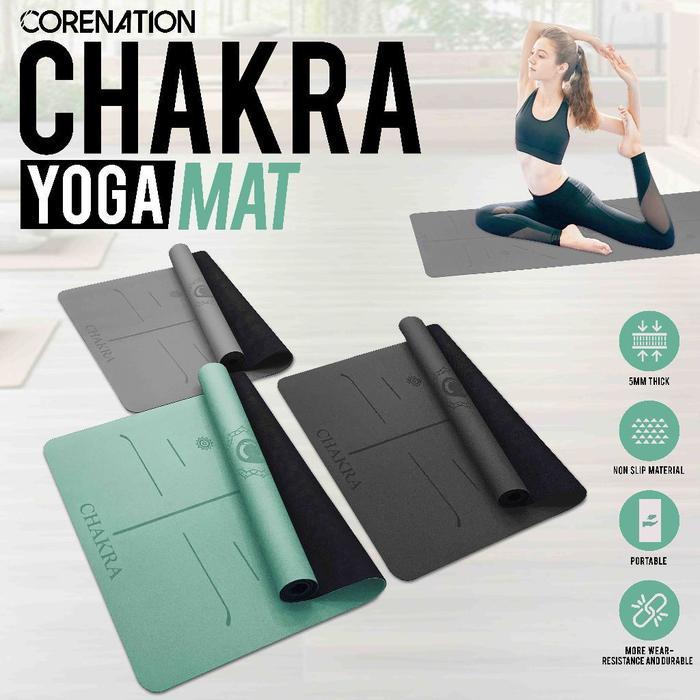 promo - corenation matras yoga hustle mat 5mm | chakra yoga mat 4.5mm | workout mat anti slip | yoga