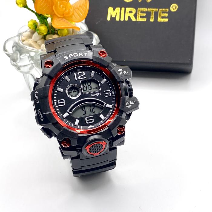 Mirete Jam Tangan Pria Digital Strap Karet Tahan Air Model Sporty Dilengkapi Alaram Stop Watch Lampu