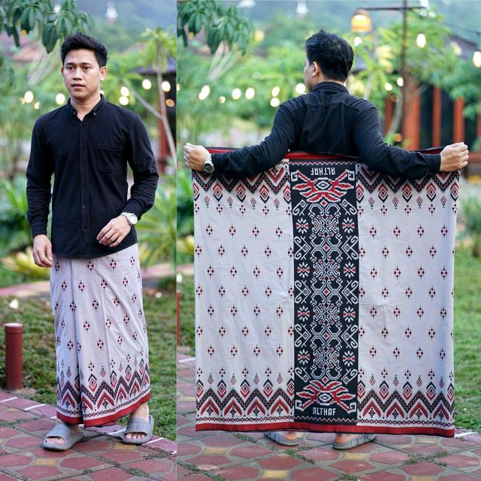 Ready stok Sarung Goyor dewasa Motif uzair abu Size 120×215 cm Kain Rayon premium grade A Muslim Ba