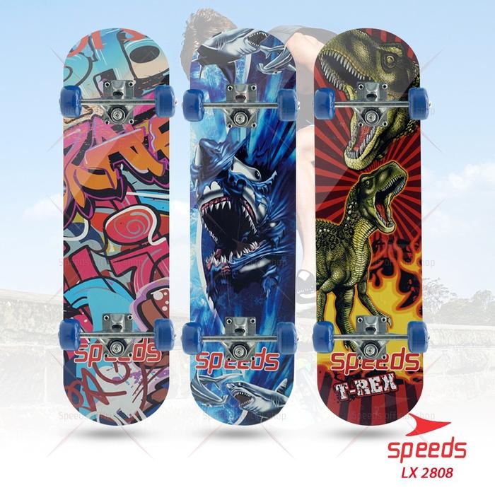 SPEEDS Papan Skateboard Sans Remaja Olahraga Skate Board Lapisan Pasir Papan Skate Kuat 028-2808