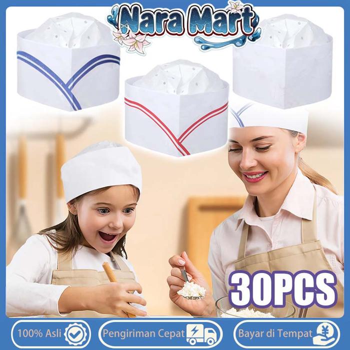30Pcs Topi Koki Viscose Oval 29cm Untuk Anak Dan Dewasa Higienis Nyaman Praktis Restoran Katering Da