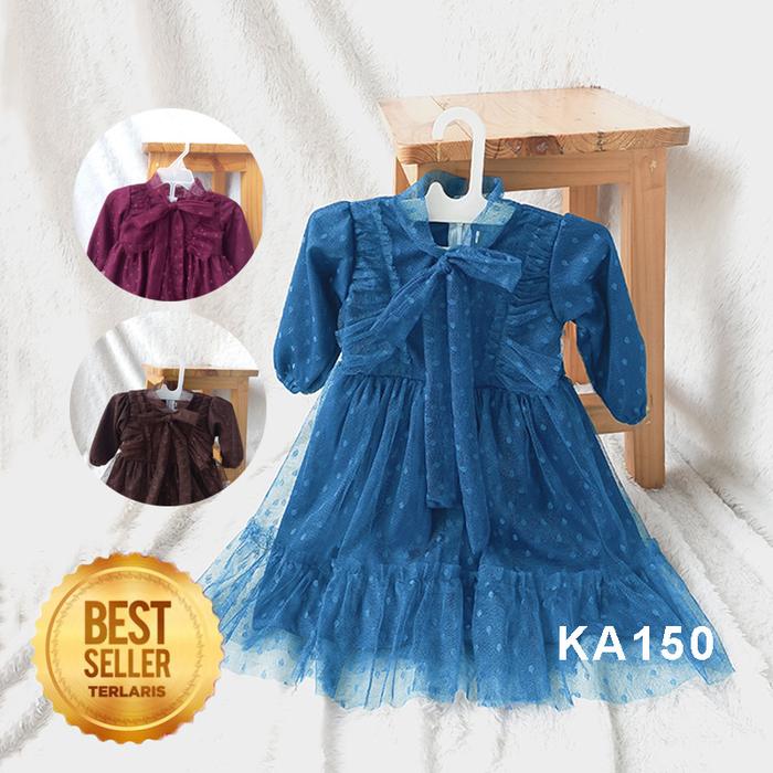 Gaun Emerald Blue Outfit Anak Cewek 1-2 Tahun Dress Bayi Emerald Blue Baju Hari Raya Terbaru 2026 Ga