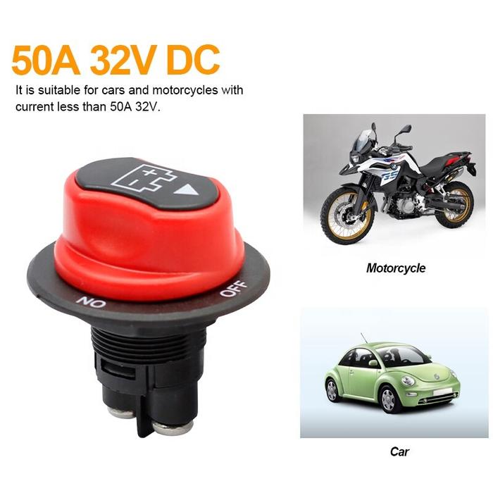 Saklar Switch Isolator Saklar Pemutus Baterai Aki Mobil Pemutus Arus Listrik 12v-32v 50A/100A Kendar