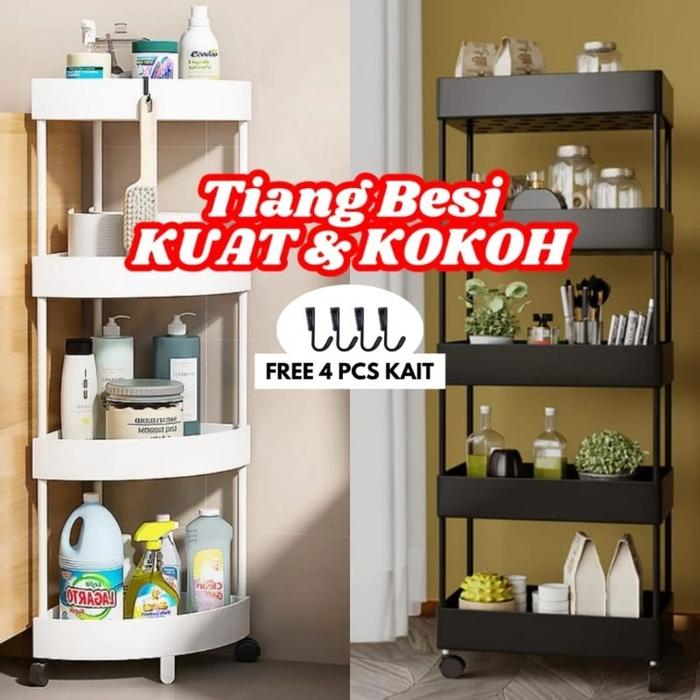 Rak Sudut 4 Susun Rak Dapur Sudut Pojok/ Rak Tingkat Salon / Rak Serbaguna Rak Salon
