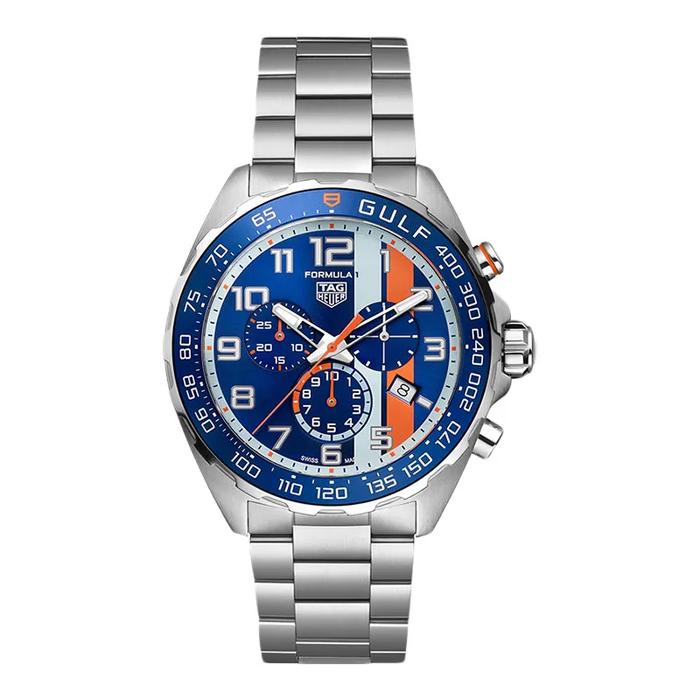 Jam Tangan TAG Heuer Formula 1 CAZ101AT.BA0842 Gulf Chronograph Blue Dial Steel Strap