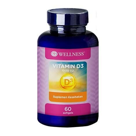 Wellness Vitamin D3 1000 iu 60 kapsul / Suplemen Kesehatan Imun Tulang