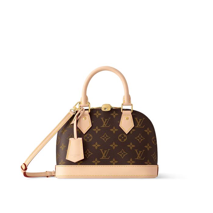 Louis Vuitton Tas Alma BB Cokelat, Tote Bag Wanita dengan Desain Art Deco Elegan, Bahan Kanvas Monog