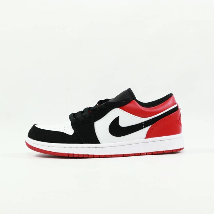 SEPATU NIKE AIR JORDAN 1 LOW BLACK TOE BNIB FULL TAG BARCODE BAHAN LEATHER SUEDE