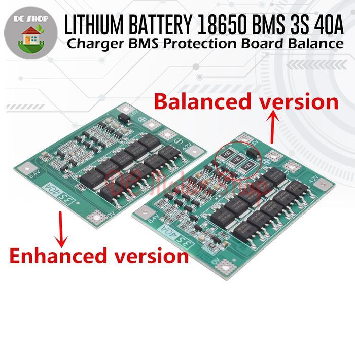 Lithium Battery 18650 BMS 3S 40A Charger BMS Protection Board Balance