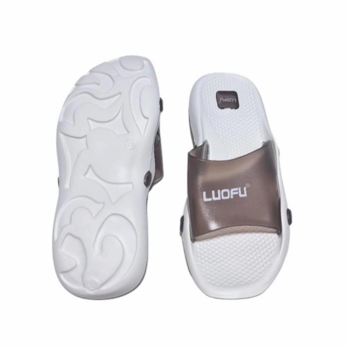JELLY SANDAL KOKOP KARET PRIA IMPORT LUOFU 2088 - Putih Biru, 39