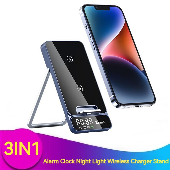 15W Alarm Clock Wireless Charger Stand For Iphone 11 12 13 14 Pro Max