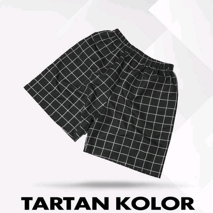 (COD) celana pendek boxer tartan 50rb dapat 5 distro shorts santai dewasa Hitam Unisex Surfing Pria 