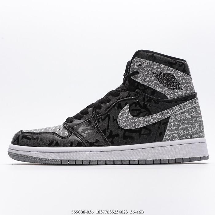 Air Jordan 1 High Rebelion Sepatu Sneakers Pria Hitam dengan Desain Unik dan Nyaman 555088-036