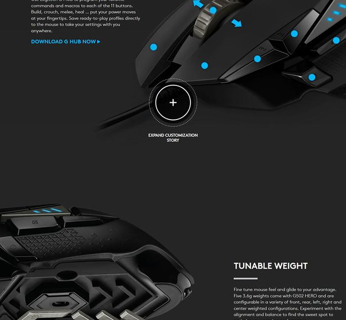 Logitech g502hero wired mouse master esports gaming machinery