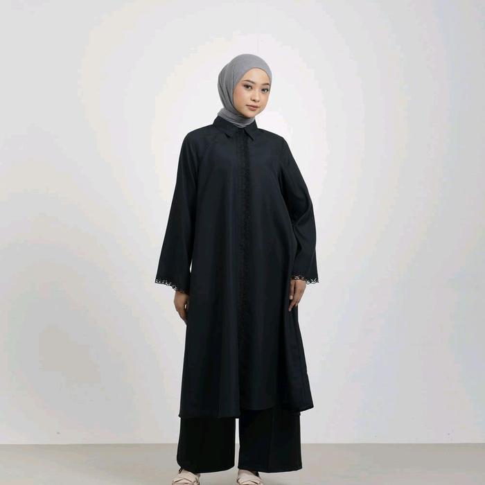 [New Arrival] Dauky L Tunic Lined Lace long bahan katun mewah nyaman Lembut baju panjang busana musl