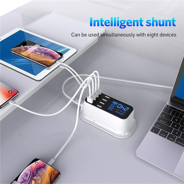 USLION 8 Ports USB Charger LED Display Quick Charge Fast Charging
