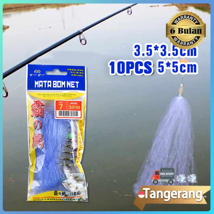 10pcs Pancing Jaring Ikan Tas Jaring Ikan Pancing Jaring Bom Ukuran Ikan 2-3 Jari