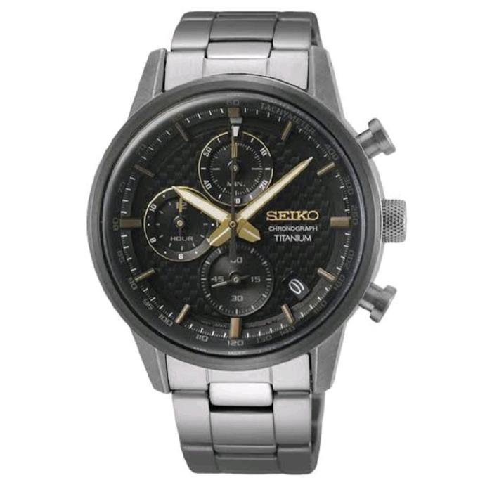 Seiko chronograph SSB391P1 silver dial hitam pria original